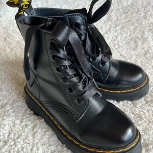 Kids Black Boots with Yellow Accents